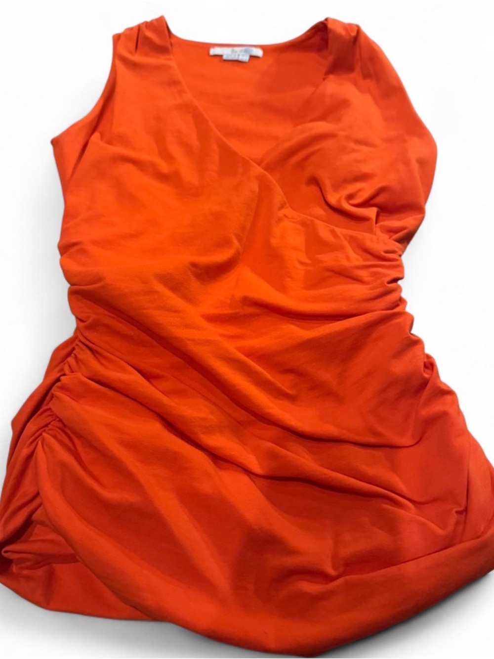 Boden Orange/red Ruched Faux Wrap Sleeveless Top US 2